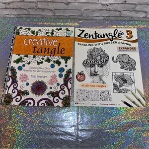 Lot of 2 Tangle Art Books Creative Tangle & Zentangle 3 Creative Designs Lessons